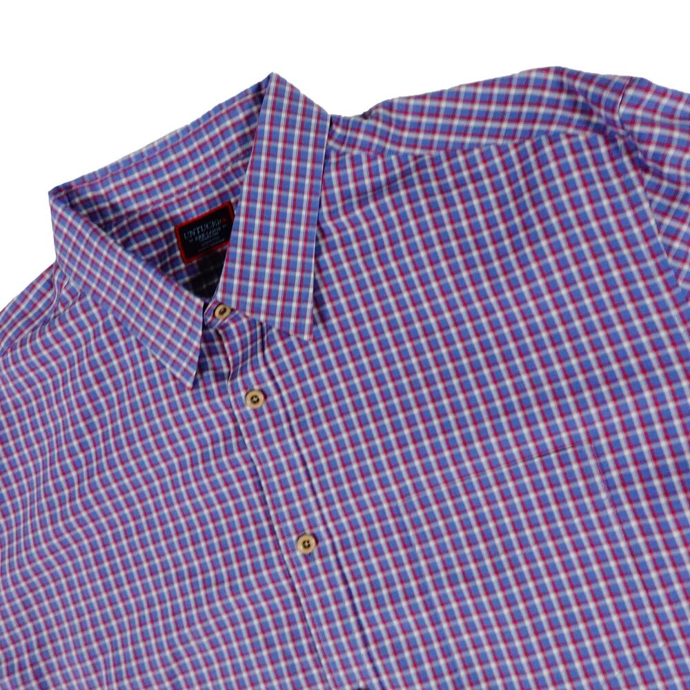 UNTUCKit Plaid Blue Button Up Long Sleeve Shirt Men's 3XL